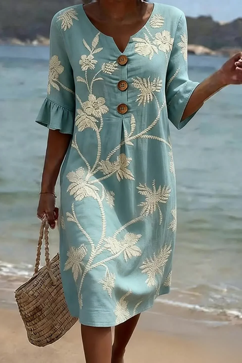 Floral Print Tunic Midi Dress