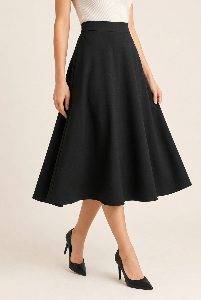 Flared Midi Skirt