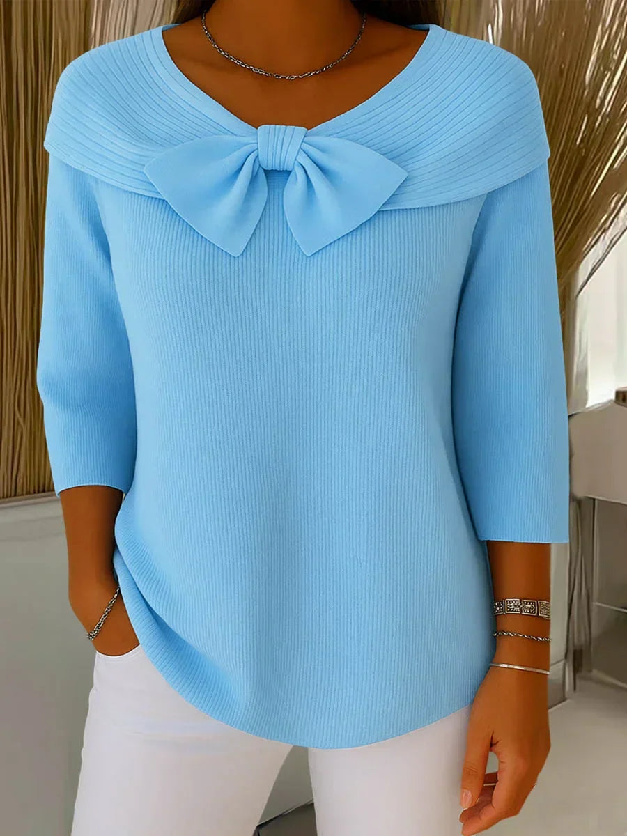 Bow Neck Knit Top