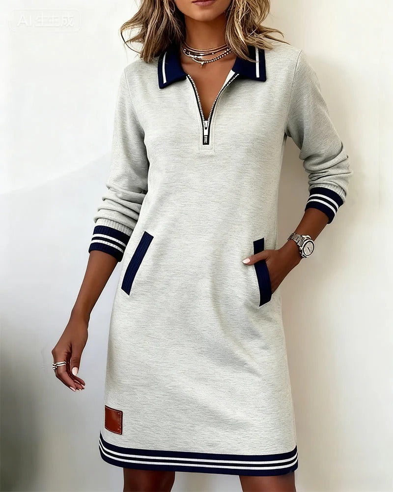 Long Sleeve Half Zip Sweater Dress