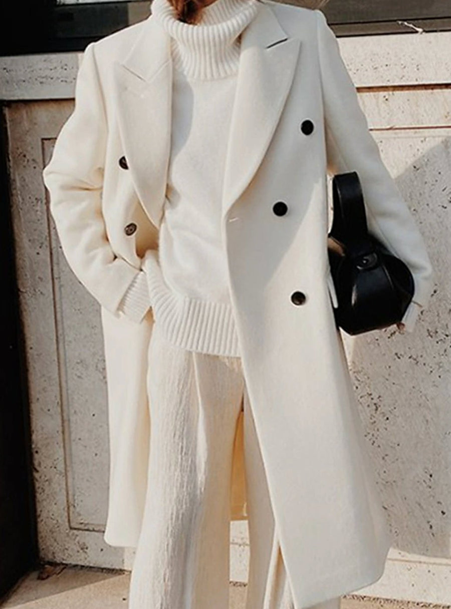 Women's Longline Double-Breasted Winter Coat