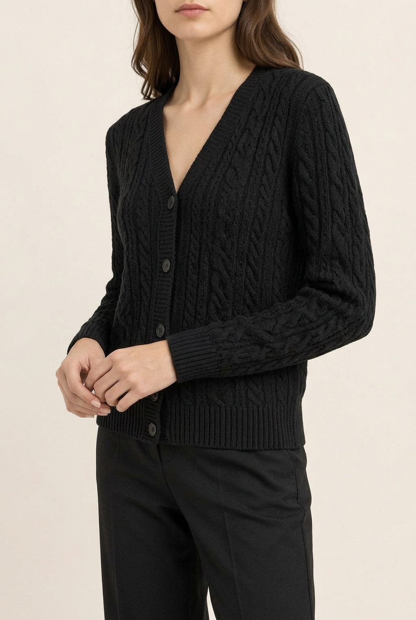 Cable-Knit Button Cardigan
