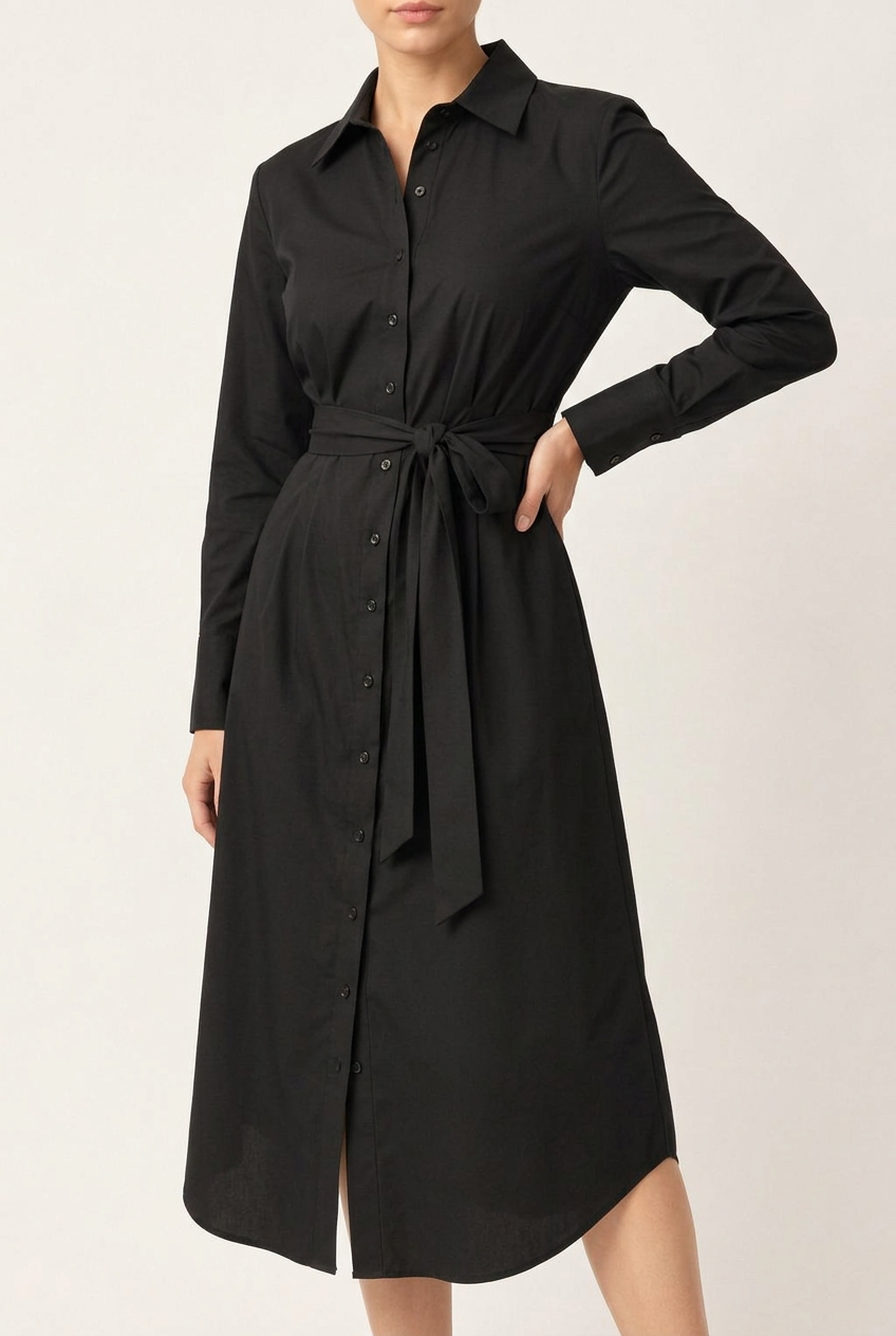 Belted Midi Shirt Dress