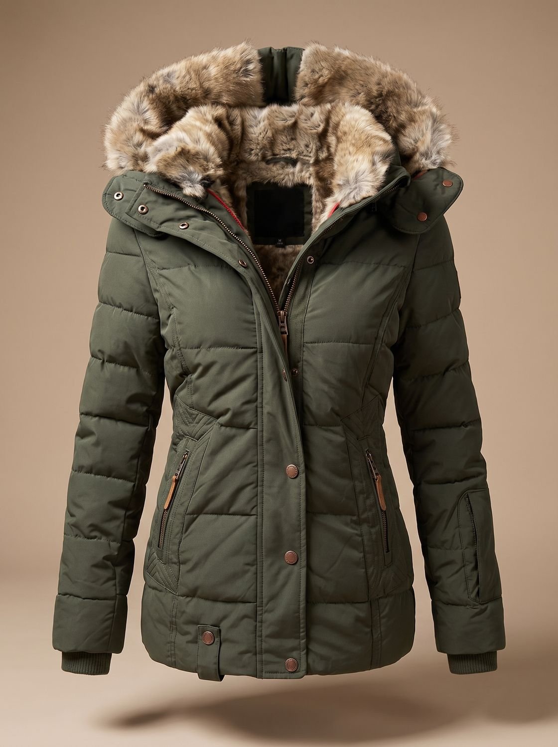 Women's Quilted Faux-Fur Hooded Puffer Coat